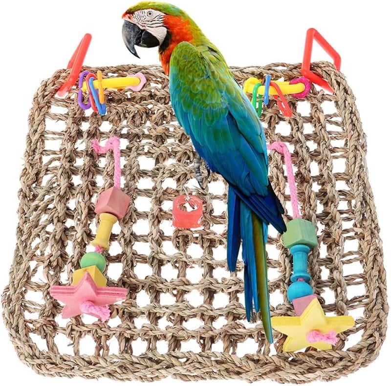 Natural Seagrass Woven Hanging Pad Foraging Toy For Cockatiels And Birds - Image 3